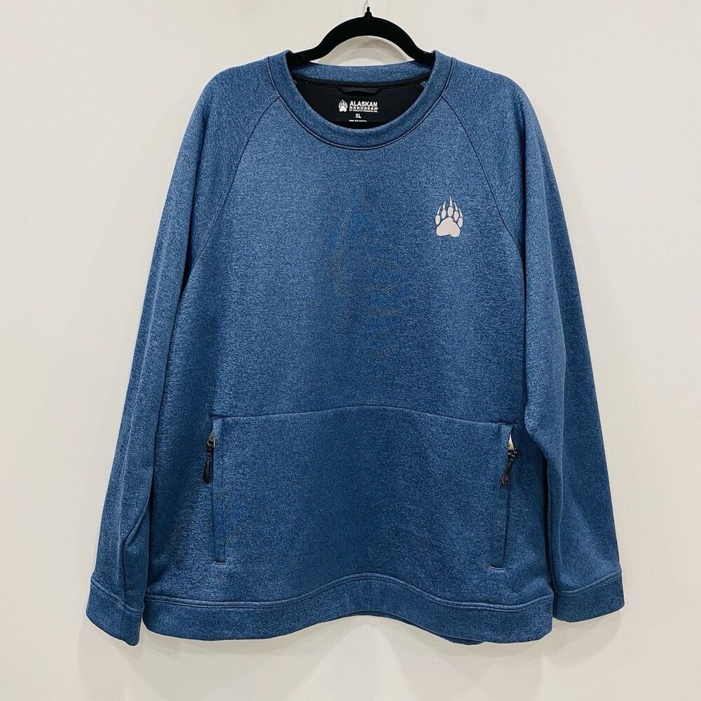 ALASKAN HARDGEAR XL Blue Lake Crew Pullover Sweater Pocket Workwear Warm Outdoor